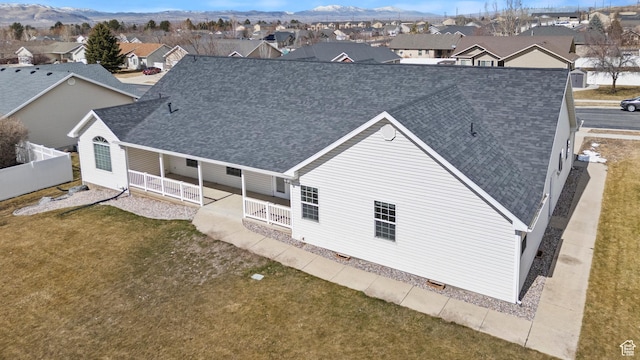 bird's eye view with a mountain view and a residential view