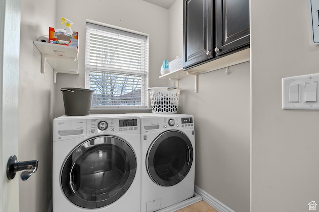11709 S Grandville Ave, South Jordan, UT 84009 - laundry room with independent washer and dryer, cabinet space, and light tile patterned floors