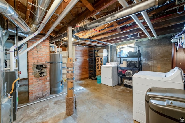 2348 Iowa Ave, Ogden, UT 84401 - basement featuring washing machine and clothes dryer, heating unit, and secured water heater