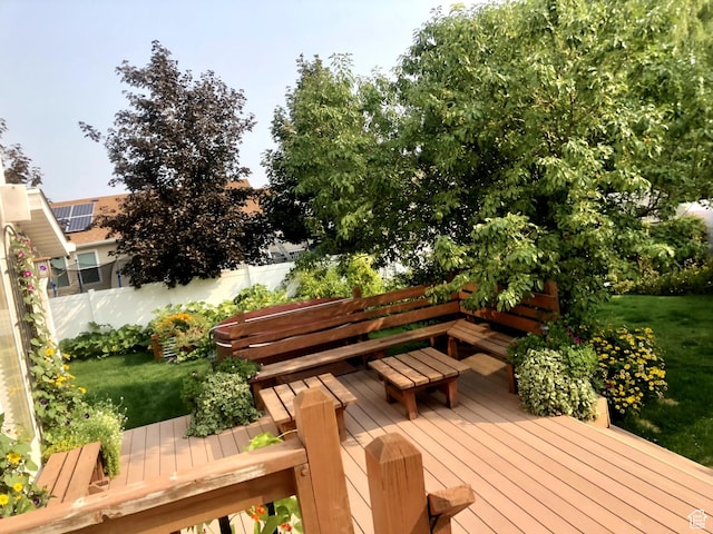 8377 S Wild Oak Dr, West Jordan, UT 84088 - wooden terrace with fence and a lawn