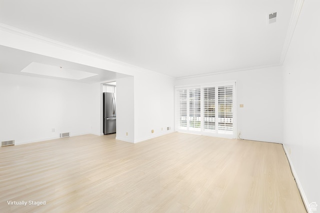 1525 E Waterbury Dr Unit D, Salt Lake City, UT 84121 - empty room featuring light wood-style flooring, ornamental molding, and baseboards