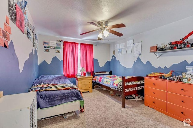 817 W Lucky Clover Ln, Murray, UT 84123 - carpeted bedroom featuring a textured ceiling and ceiling fan