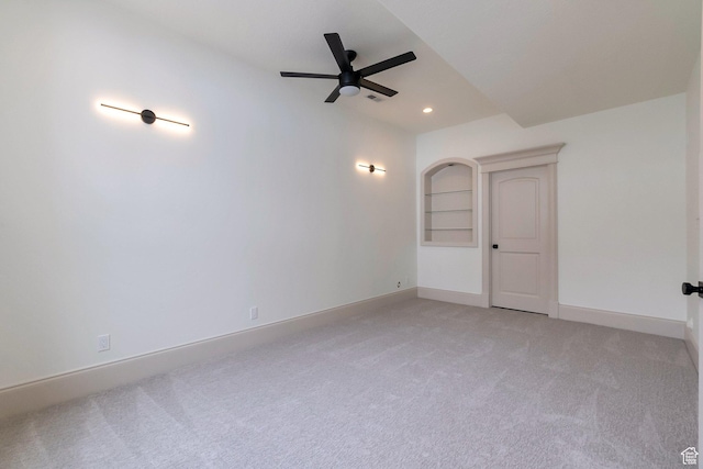 6264 W Skyline Dr N, Highland, UT 84003 - spare room with visible vents, baseboards, recessed lighting, a ceiling fan, and light colored carpet