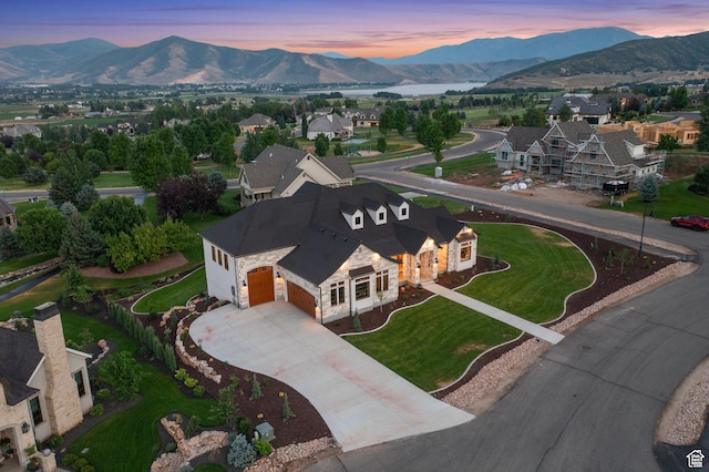 915 Farrell Farm Cir, Midway, UT 84049 - aerial view at dusk featuring a residential view and a mountain view
