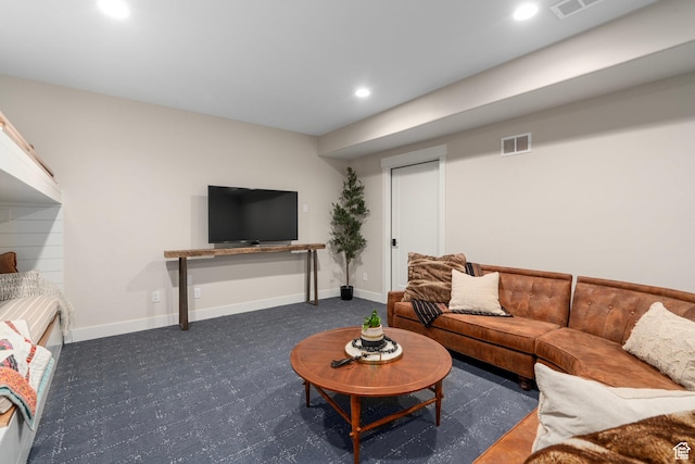 915 Farrell Farm Cir, Midway, UT 84049 - living area with recessed lighting, visible vents, baseboards, and carpet floors