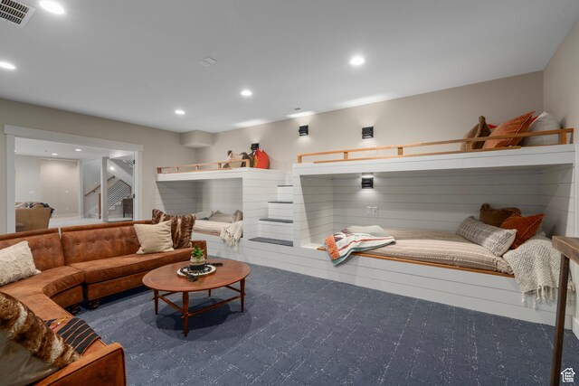 915 Farrell Farm Cir, Midway, UT 84049 - living area with visible vents, recessed lighting, and stairway