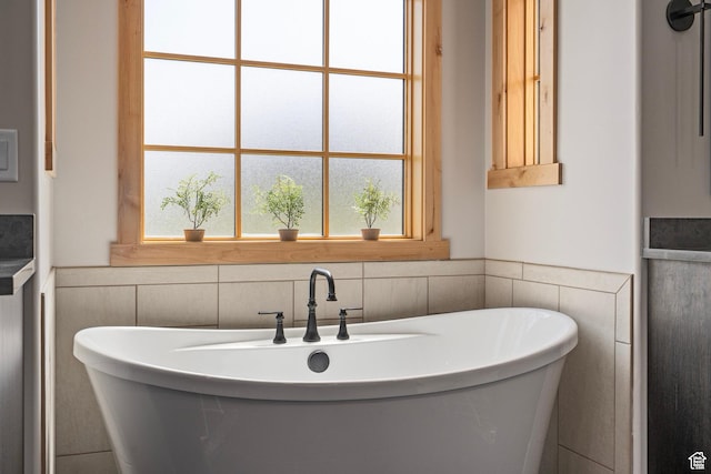 915 Farrell Farm Cir, Midway, UT 84049 - full bathroom with a wainscoted wall and a freestanding bath