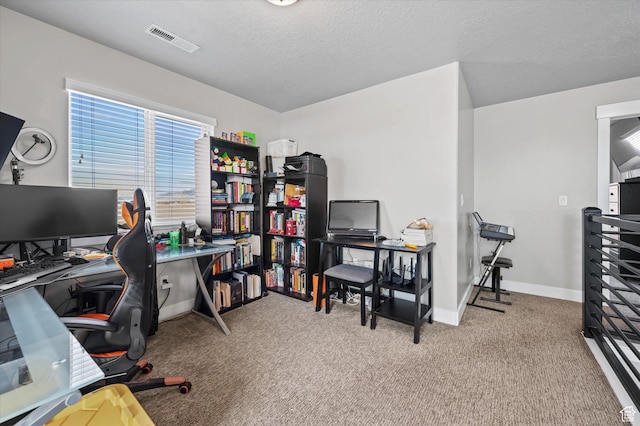 1490 N 4925 W, Plain City, UT 84404 - carpeted home office featuring baseboards, visible vents, and a textured ceiling