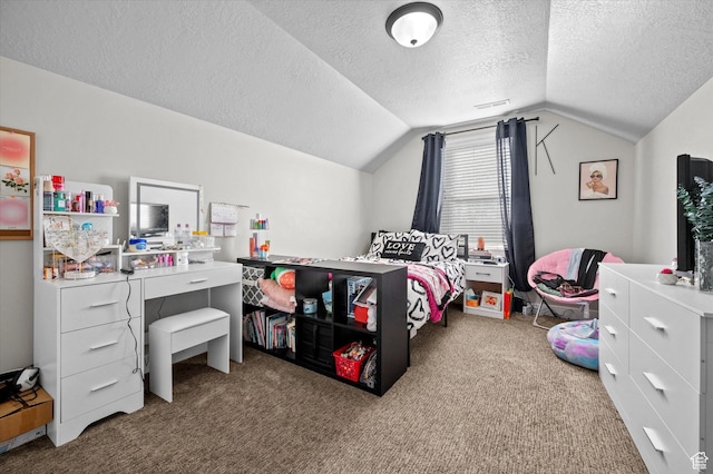 1490 N 4925 W, Plain City, UT 84404 - carpeted bedroom with vaulted ceiling, visible vents, and a textured ceiling