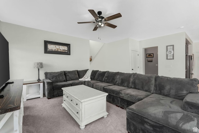 1843 E 970 N, Spanish Fork, UT 84660 - living room featuring light colored carpet and a ceiling fan