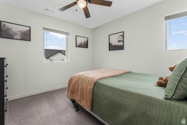 1843 E 970 N, Spanish Fork, UT 84660 - bedroom with ceiling fan, carpet flooring, baseboards, and visible vents