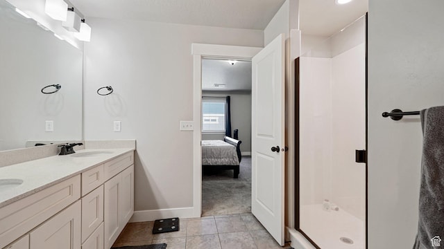 1606 N 4230 W, Lehi, UT 84043 - full bathroom featuring a sink, a stall shower, double vanity, and tile patterned flooring