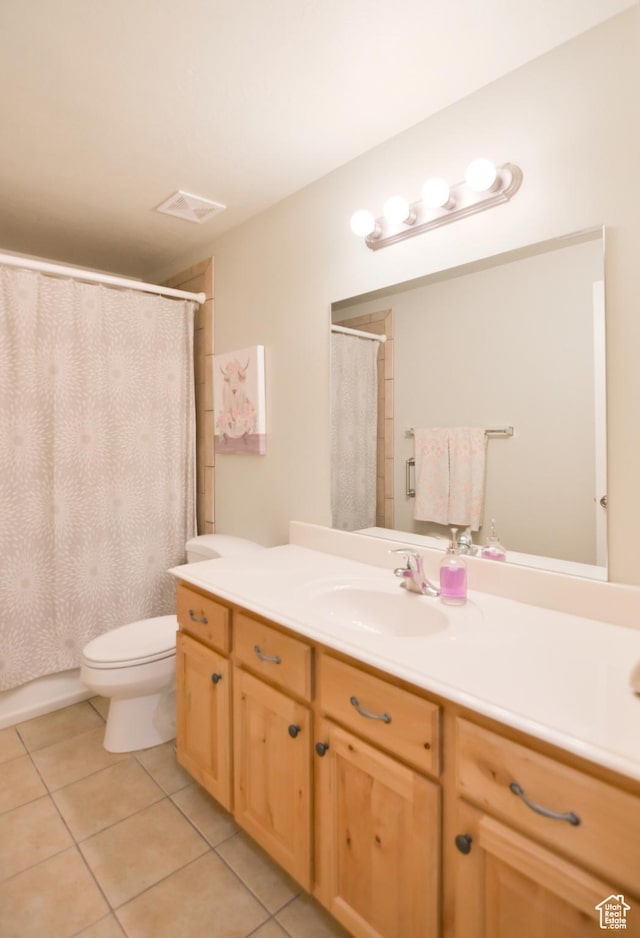 3131 E River Bottoms Rd S, Spanish Fork, UT 84660 - bathroom with visible vents, toilet, tile patterned flooring, and vanity