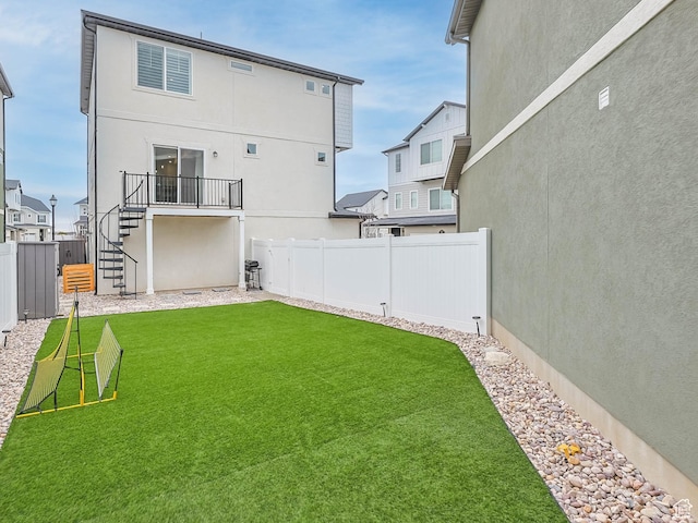 53 E Polaris Dr, Saratoga Springs, UT 84045 - view of yard with stairway and a fenced backyard