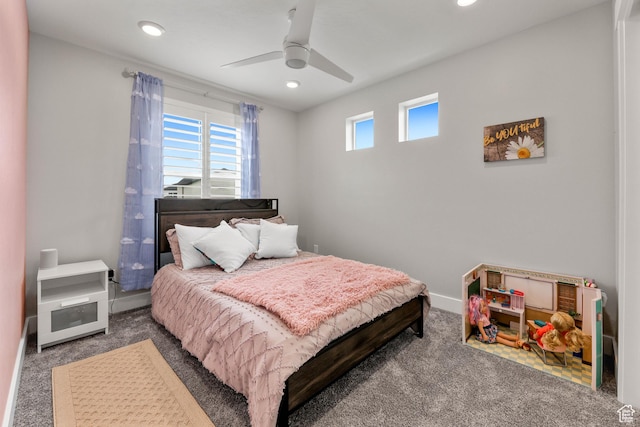 53 E Polaris Dr, Saratoga Springs, UT 84045 - carpeted bedroom featuring recessed lighting, multiple windows, baseboards, and ceiling fan