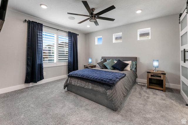 53 E Polaris Dr, Saratoga Springs, UT 84045 - carpeted bedroom with recessed lighting, a ceiling fan, and baseboards