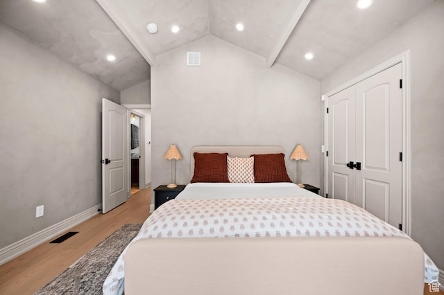 2651 E Hiawatha Cir, Salt Lake City, UT 84108 - bedroom featuring vaulted ceiling, baseboards, visible vents, and light wood finished floors