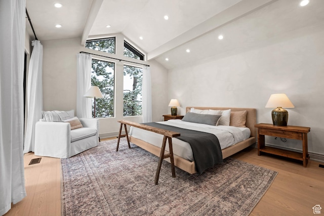2651 E Hiawatha Cir, Salt Lake City, UT 84108 - bedroom featuring visible vents, recessed lighting, wood finished floors, and vaulted ceiling