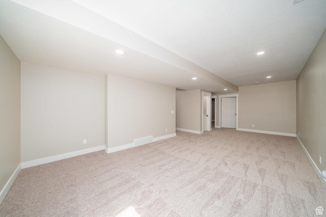2678 S Eagle Dr Unit 12, Garden City, UT 84028 - finished below grade area with recessed lighting, light carpet, and visible vents
