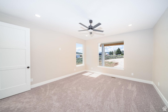 2678 S Eagle Dr Unit 12, Garden City, UT 84028 - spare room featuring carpet floors, baseboards, a ceiling fan, and recessed lighting
