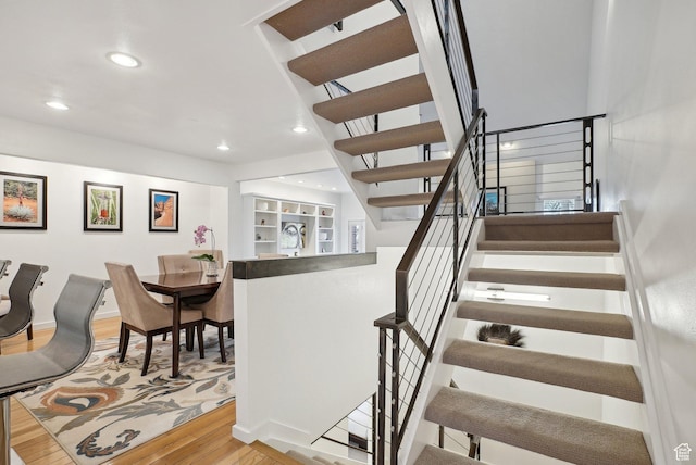 71 W Apricot Ave, Salt Lake City, UT 84103 - staircase with recessed lighting, baseboards, and wood finished floors