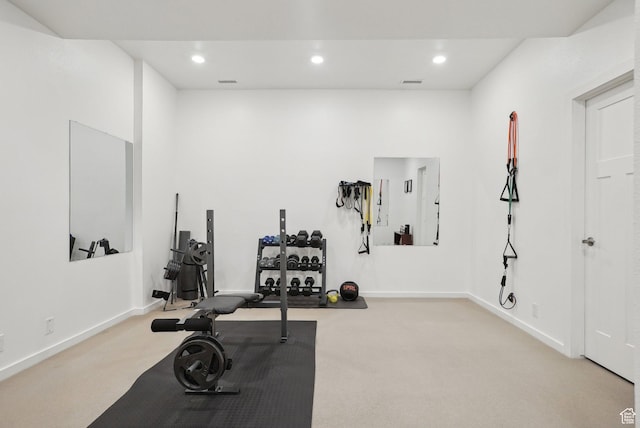 71 W Apricot Ave, Salt Lake City, UT 84103 - exercise area with recessed lighting, visible vents, carpet floors, and baseboards