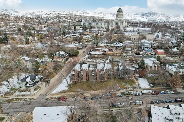 71 W Apricot Ave, Salt Lake City, UT 84103 - snowy aerial view with a residential view and a mountain view