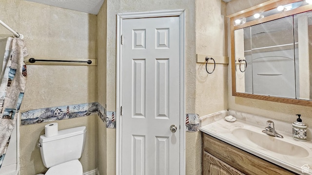 135 E 1200 N, Mapleton, UT 84664 - bathroom featuring a closet, a textured wall, toilet, and vanity