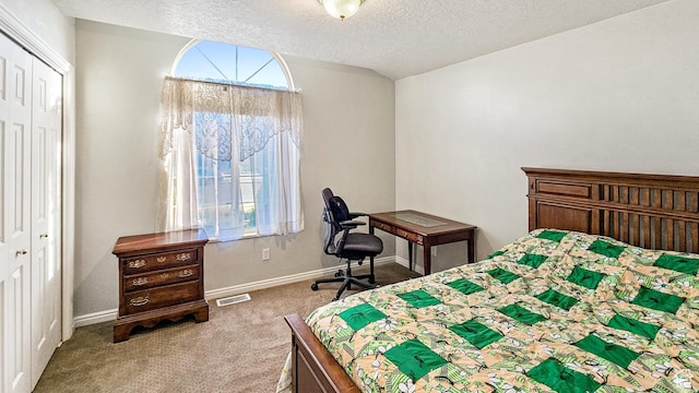 135 E 1200 N, Mapleton, UT 84664 - carpeted bedroom featuring a closet, a textured ceiling, multiple windows, and visible vents