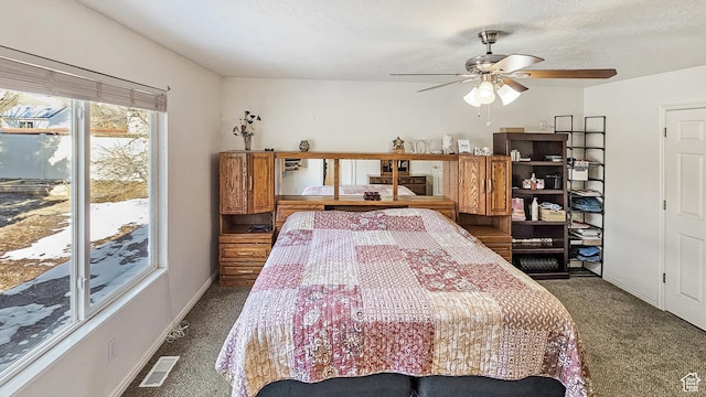135 E 1200 N, Mapleton, UT 84664 - carpeted bedroom featuring baseboards, a textured ceiling, ceiling fan, and visible vents