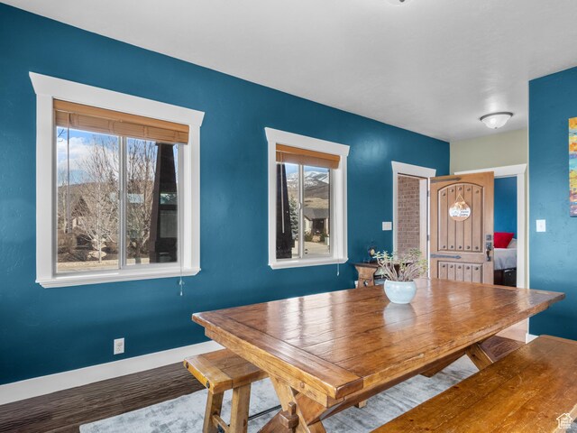 5927 Dartmouth Dr, Mountain Green, UT 84050 - dining space featuring baseboards, wood finished floors, and healthy amount of natural light