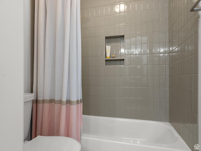 5927 Dartmouth Dr, Mountain Green, UT 84050 - bathroom featuring shower / bathtub combination with curtain and toilet