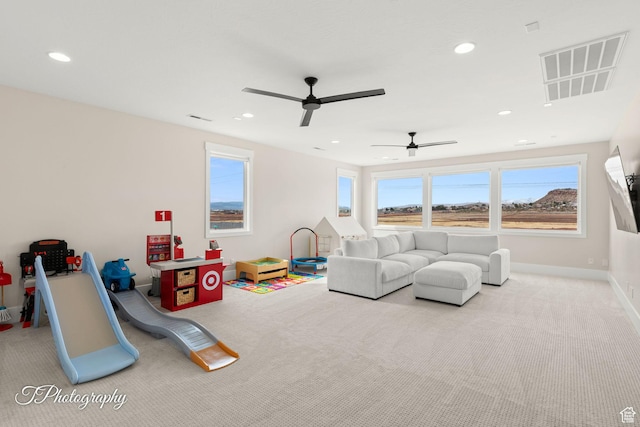2092 S 3010 E, St George, UT 84790 - recreation room with recessed lighting, visible vents, and a healthy amount of sunlight