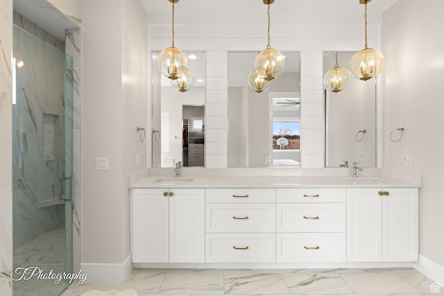 2092 S 3010 E, St George, UT 84790 - full bathroom with a sink, connected bathroom, marble finish floor, and double vanity