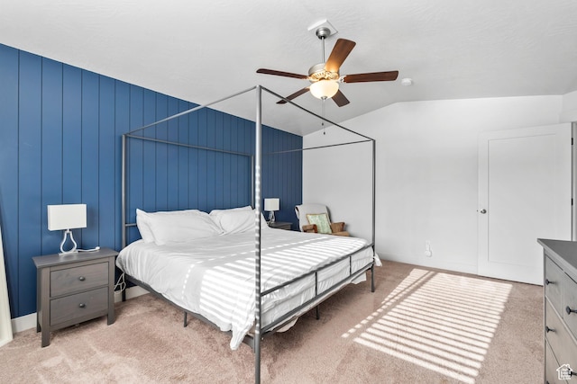 373 S 850 E, American Fork, UT 84003 - bedroom with lofted ceiling, light colored carpet, and a ceiling fan