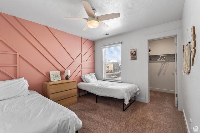 373 S 850 E, American Fork, UT 84003 - carpeted bedroom featuring baseboards, ceiling fan, a spacious closet, a closet, and a textured ceiling