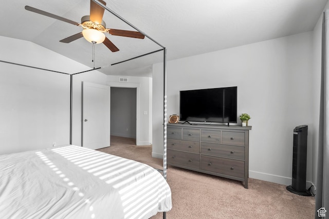 373 S 850 E, American Fork, UT 84003 - bedroom featuring light carpet, visible vents, lofted ceiling, and baseboards