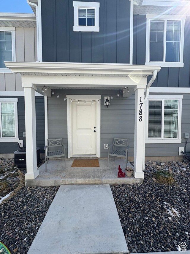 1788 N 1280 E, Payson, UT 84651 - entrance to property featuring a porch and board and batten siding