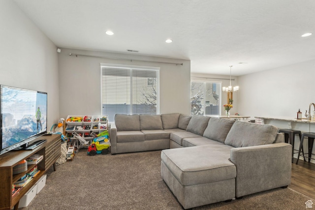 280 S 675 W, Centerville, UT 84014 - living room with a chandelier and recessed lighting