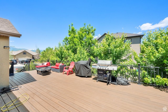 415 E Acord Way, Heber City, UT 84032 - deck featuring an outdoor living space with a fire pit and a grill