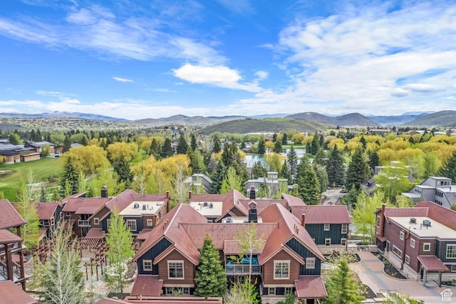 bird's eye view with a mountain view and a residential view