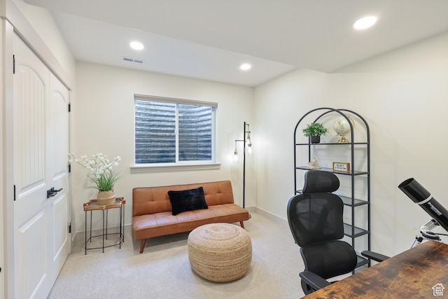 14653 S Annika Run Dr Unit 17, Herriman, UT 84096 - office area with visible vents, recessed lighting, carpet flooring, and baseboards