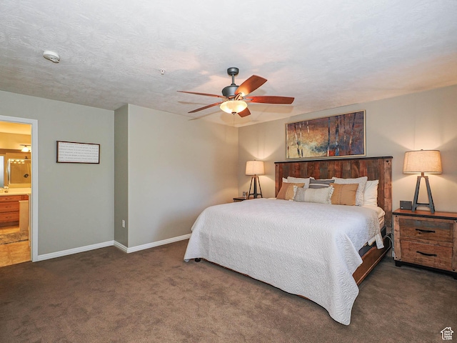 1230 E Privet Dr Unit 214, Salt Lake City, UT 84121 - bedroom with carpet flooring, baseboards, ensuite bath, and ceiling fan