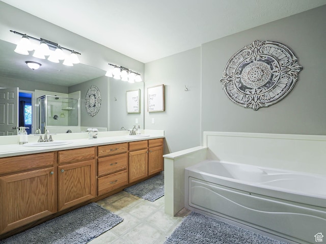 1230 E Privet Dr Unit 214, Salt Lake City, UT 84121 - bathroom with a stall shower, a bath, and double vanity