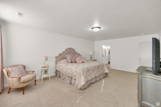 8813 S Bornite Rd, West Jordan, UT 84081 - bedroom with ensuite bath, baseboards, visible vents, and light colored carpet