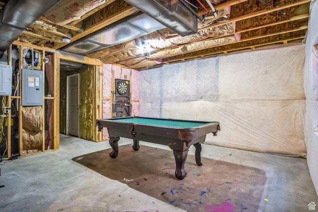 5731 W Osprey Dr, Stansbury Park, UT 84074 - playroom featuring concrete flooring, electric panel, and pool table