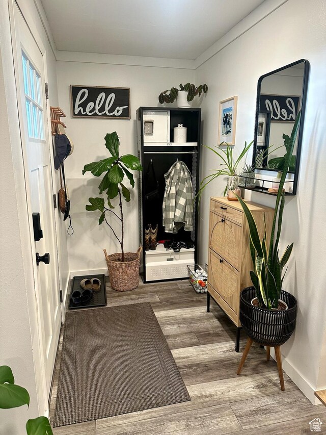 681 E Vine St S, Murray, UT 84107 - mudroom with wood finished floors, baseboards, and ornamental molding