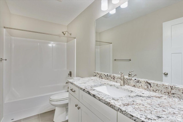 4089 W 1700 N Unit 618, Lehi, UT 84043 - bathroom with tile patterned flooring, toilet, vanity, and washtub / shower combination