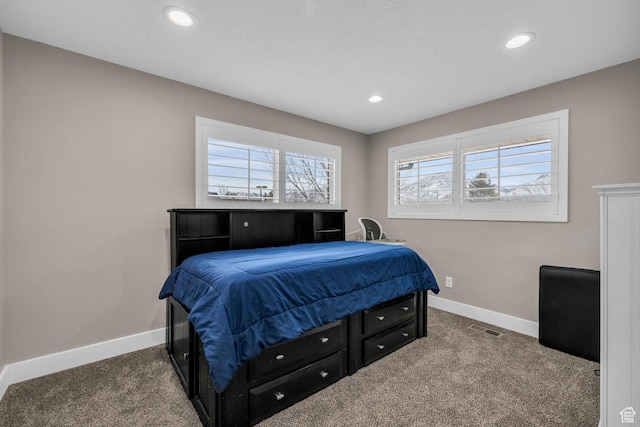 1411 E Elm Leaf Cv, Salt Lake City, UT 84117 - carpeted bedroom featuring visible vents, recessed lighting, and baseboards