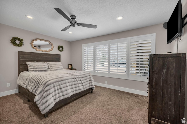 1411 E Elm Leaf Cv, Salt Lake City, UT 84117 - carpeted bedroom with ceiling fan, recessed lighting, baseboards, and a textured ceiling